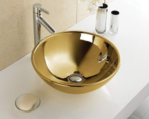 antique 410mm round golden bathroom bowl sink