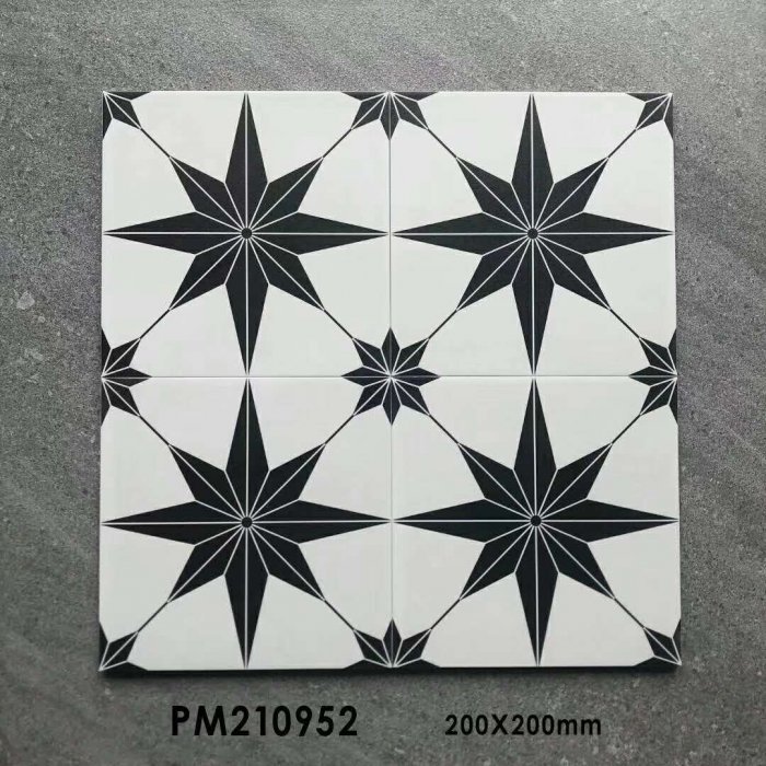 8 in. x 8 in. antique style white ceramic moroccan floor tile