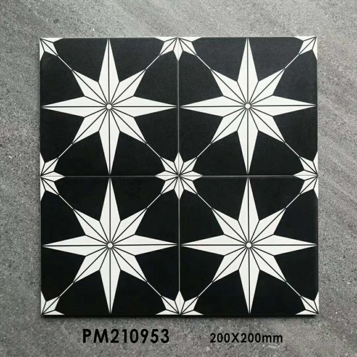 8 in. x 8 in. antique style black ceramic moroccan floor tile