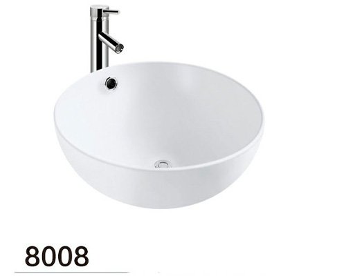 17" round vitreous china above counter sink with overflow