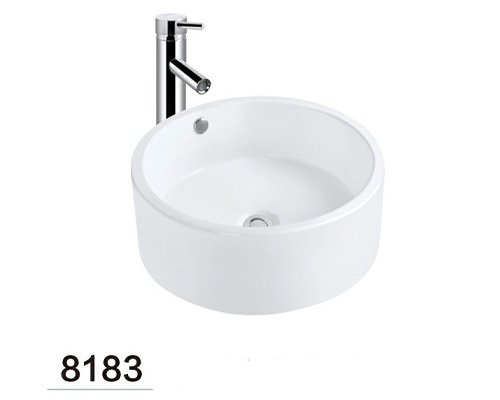 16.5-in round vitreous china vessel sink with overflow