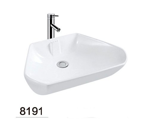 Vitreous china white table top wash basin