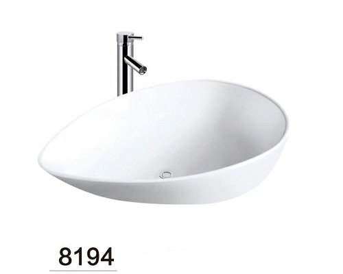 Oval vitreous china above counter sink