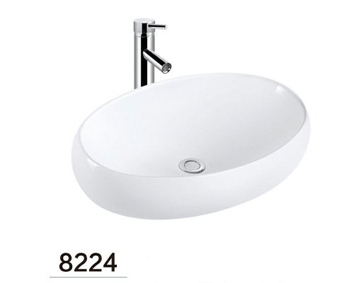 Oval 480mm vitreous china above counter sink with one tap hole