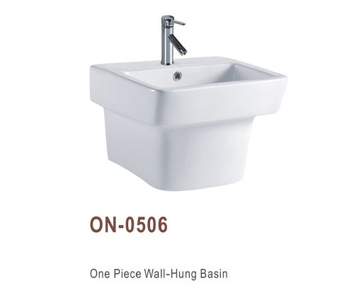 square one piece wall hung basin