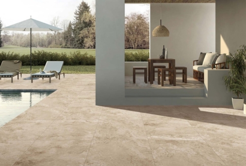 2cm thick travertine look outdoor paver