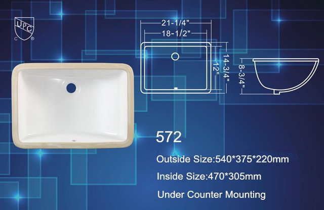 cupc rectangle undermount sink