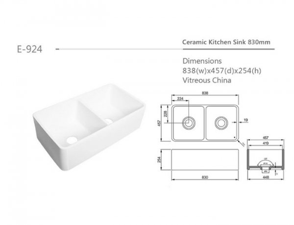 33 x 22 double bowl bisque ceramic kitchen sink