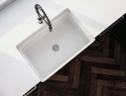 modern rectangular undermount ceramic kitchen sink