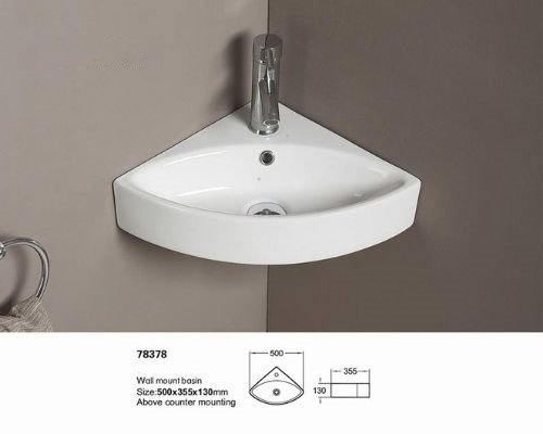 table top & wall mounted bathroom corner sink