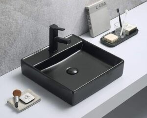 black matte square table top bathroom sink