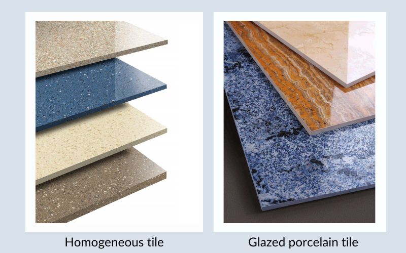 homogeneous tile vs glazed porcelain tile